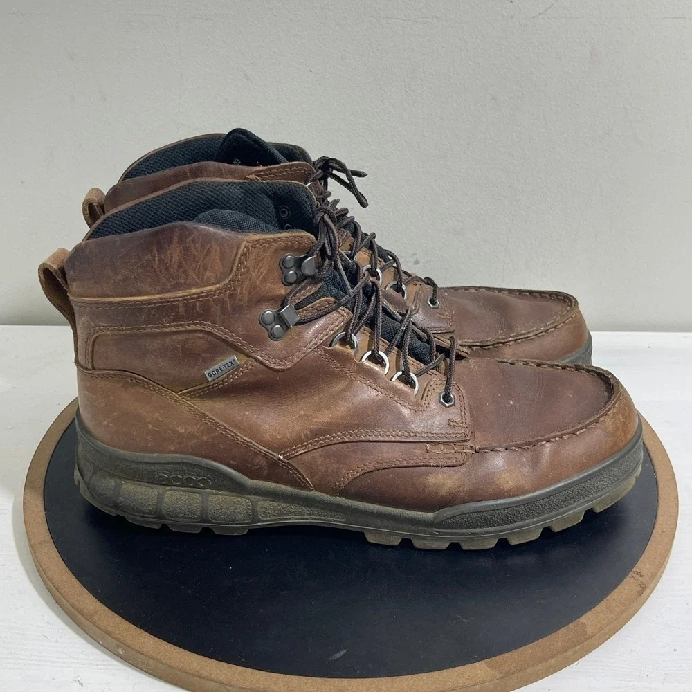 Ecco Track II Gore Tex Hiking Boots Men 13‎ 13.5 EU 47 Moc Toe Brown Outdoor
